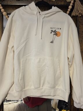 Salty Crew Mens Cream Hoodie with Palm Graphic